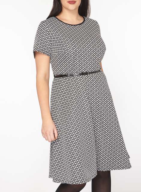 **Billie & Blossom Curve Monochrome Fit And Flare Dress
